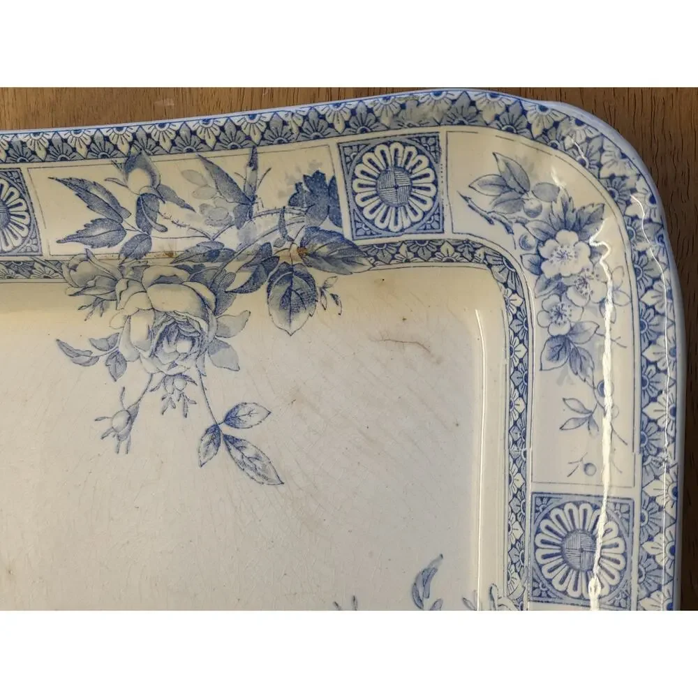 Large Antique Turkey Platter, English, Ceramic Meat Serving Dish Victorian 1890s